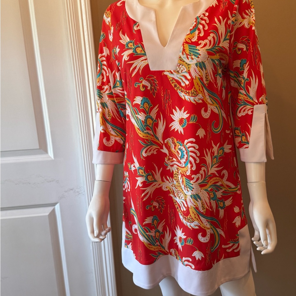 Jude Connally Red Floral Dress Compliments Galore when wearing stylish dress